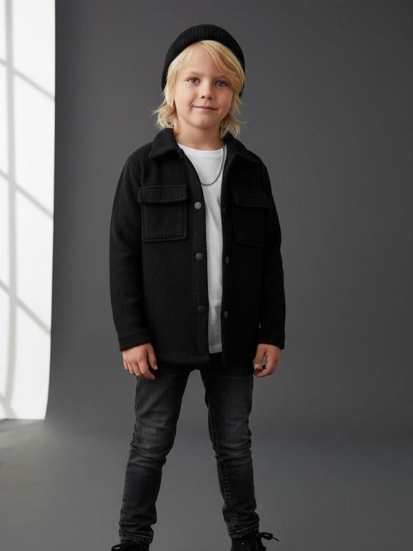 Erkek Çocuk Bürümcük Cep Detaylı Tasarım Ceket