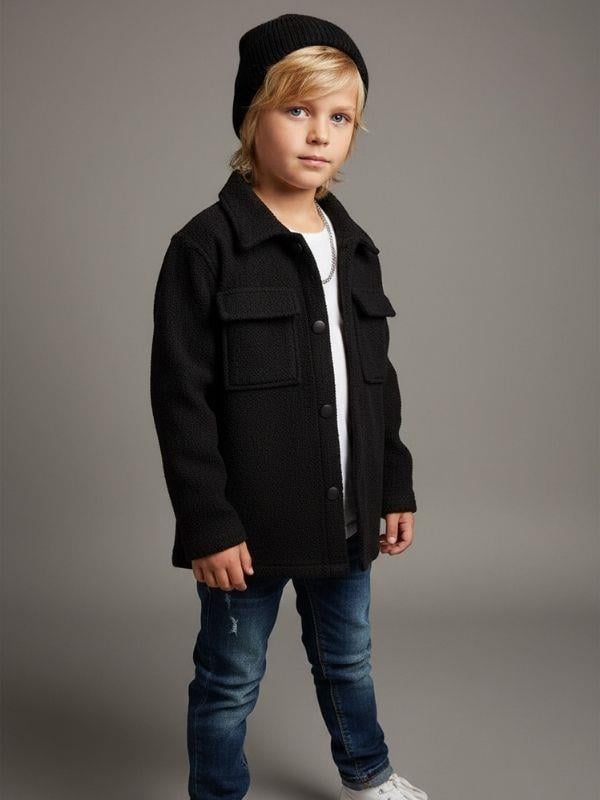 Erkek Çocuk Bürümcük Cep Detaylı Tasarım Ceket