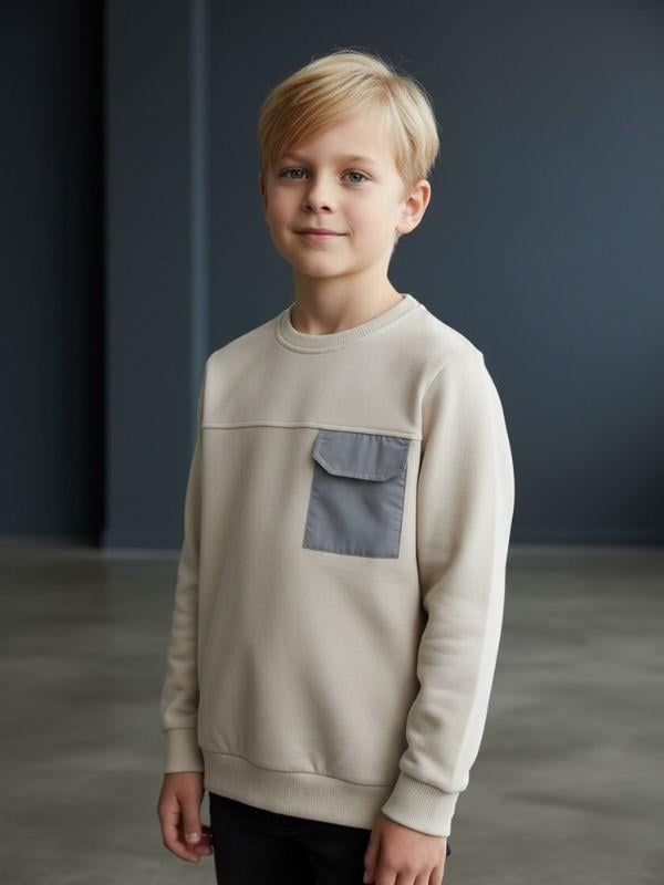 Erkek Çocuk Cep Detaylı Pamuklu İnce Sweatshirt
