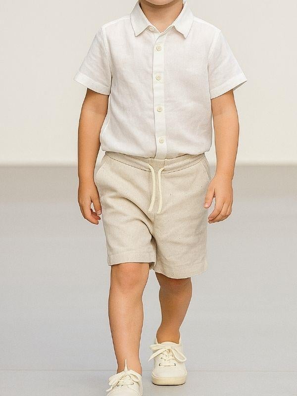 Erkek Çocuk Cepli Keten Şort