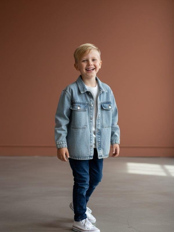 Erkek Çocuk Cepli Kot Ceket