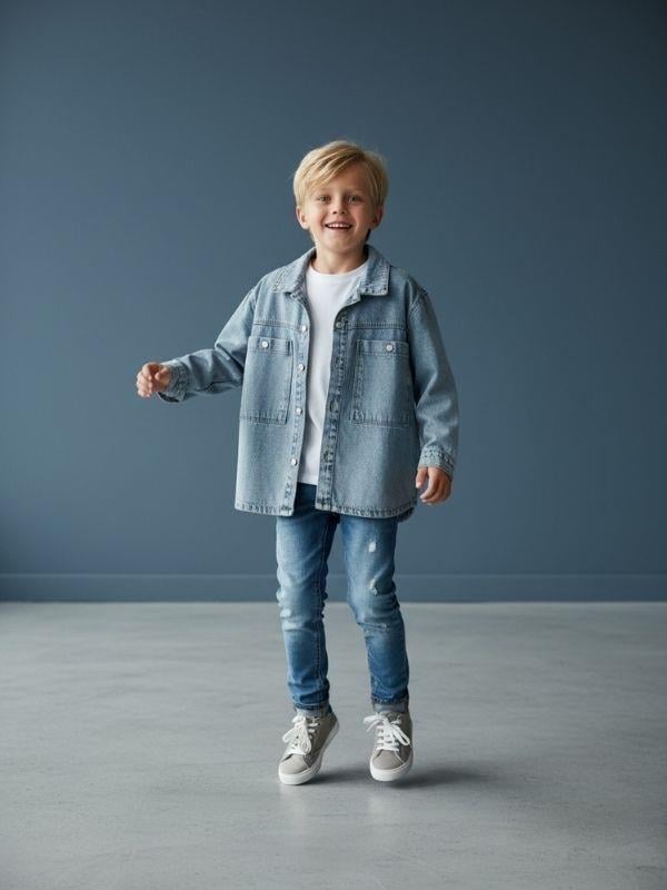 Erkek Çocuk Cepli Kot Ceket