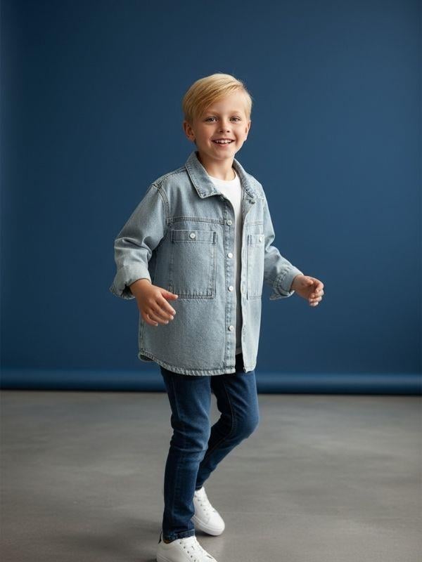 Erkek Çocuk Cepli Kot Ceket