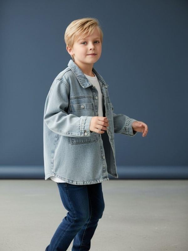 Erkek Çocuk Cepli Kot Ceket