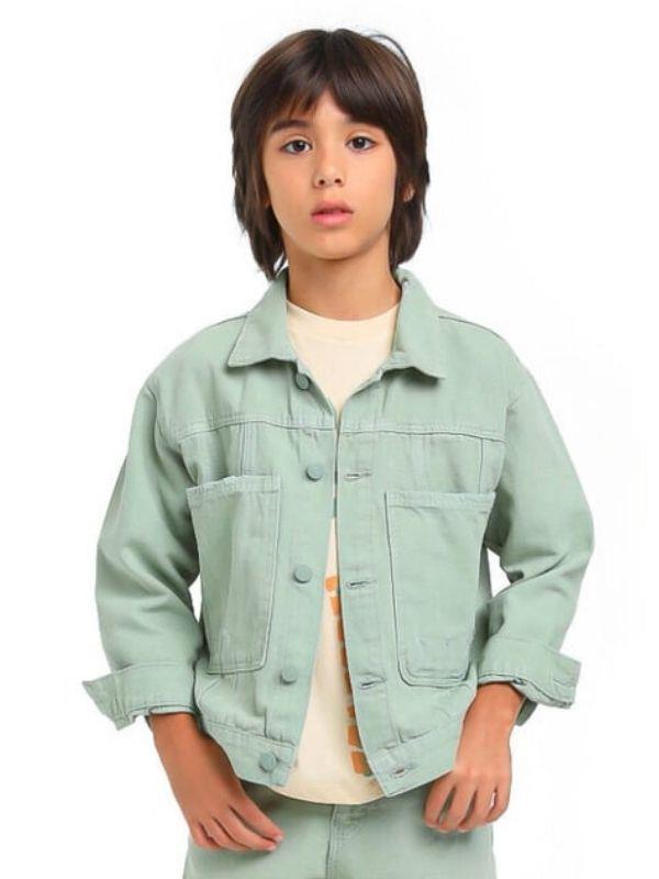 Erkek Çocuk Cepli Su Yeşil Ceket