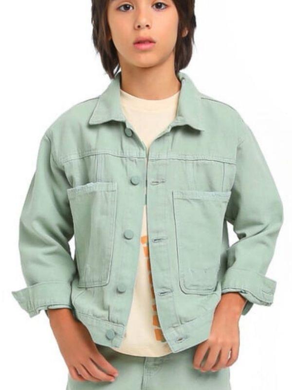 Erkek Çocuk Cepli Su Yeşil Ceket