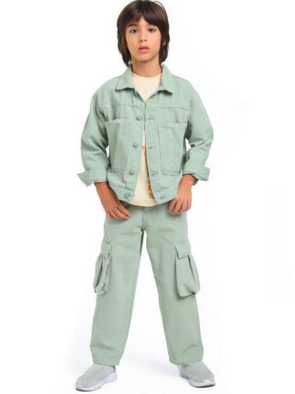 Erkek Çocuk Cepli Su Yeşil Ceket