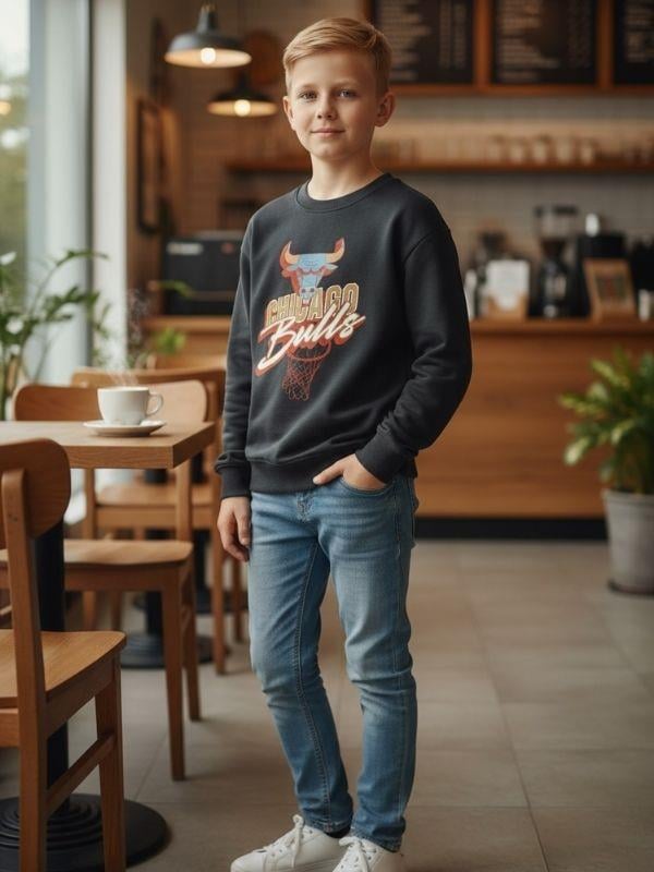 Erkek Çocuk Chicago Bulls Yazılı Tasarım Sweatshirt