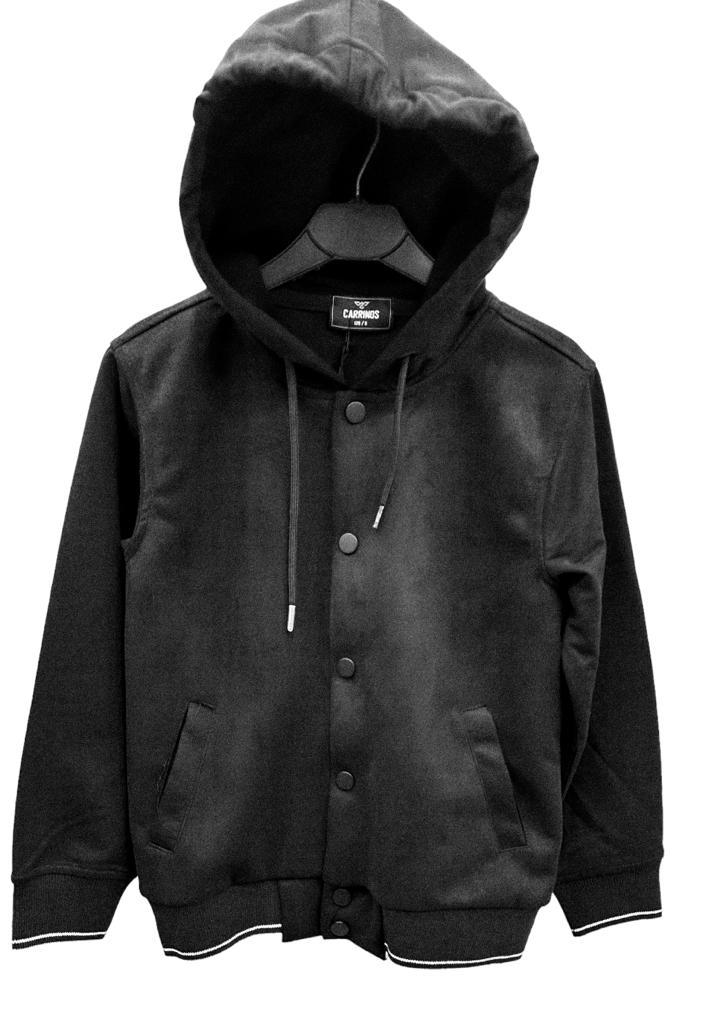 Erkek Çocuk Çıt Çıt Düğmeli Nubuk Kapüşonlu Hırka