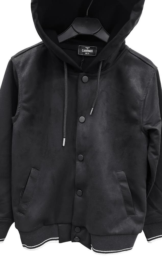 Erkek Çocuk Çıt Çıt Düğmeli Nubuk Kapüşonlu Hırka