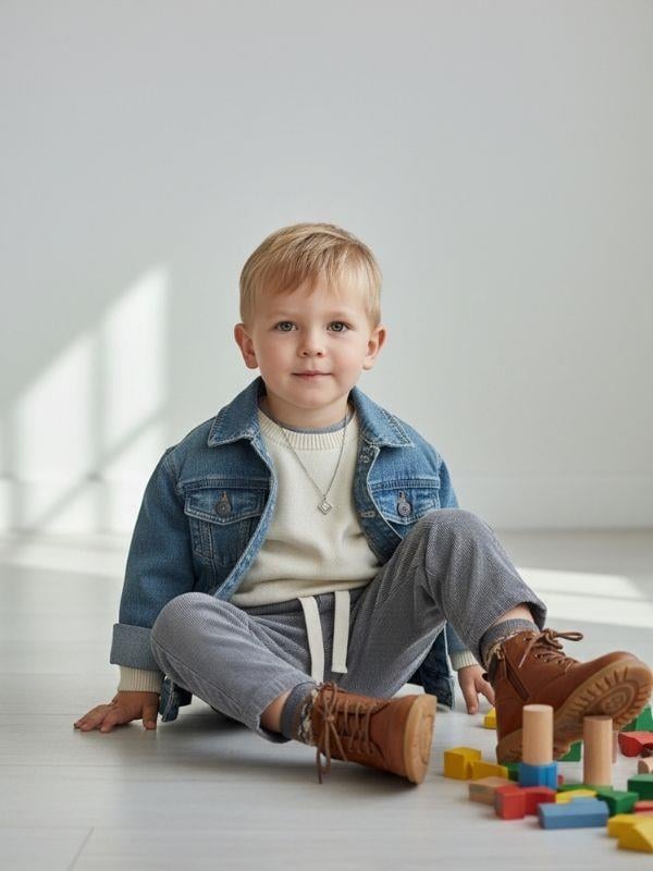 Erkek Çocuk Çizgili İnce Keten Pantolon