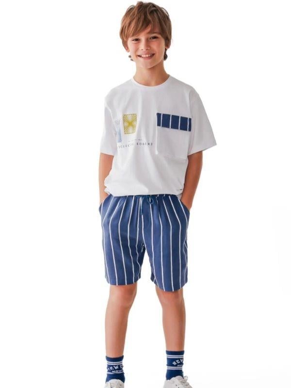 Erkek Çocuk Çizgili Pamuklu Şort