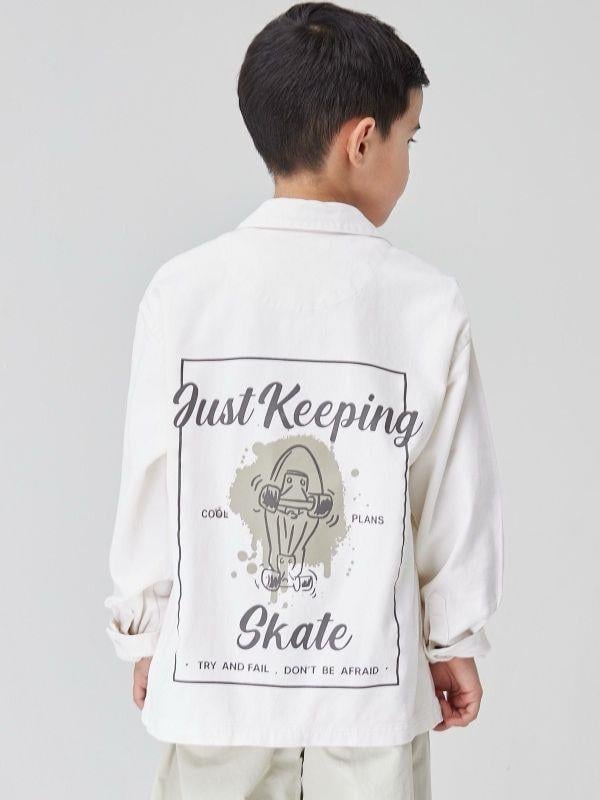 Erkek Çocuk  Denim Baskılı Gömlek Ceket