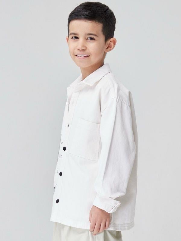 Erkek Çocuk  Denim Baskılı Gömlek Ceket