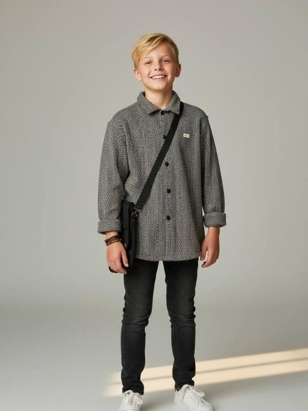 Erkek Çocuk Desenli Büzgü Detaylı Mevsimlik Ceket