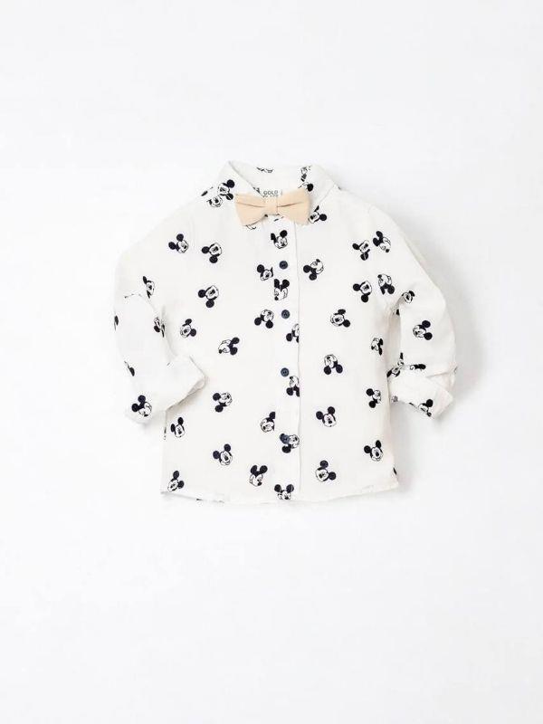 Erkek Çocuk Desenli Gömlek Papyon Askılı Pantolon Takım