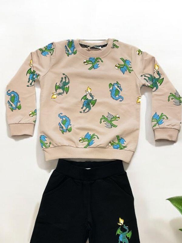 Erkek Çocuk Dinazor Baskılı Eşofman Takım