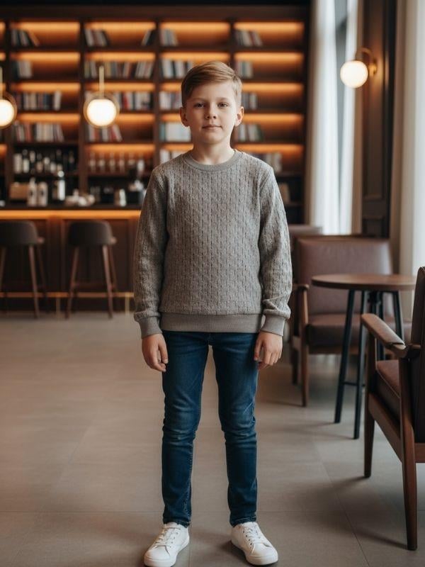 Erkek Çocuk Dokulu Kumaş Kazak