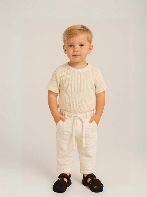Erkek Çocuk Dokuma Beli Lastikli Pantolon