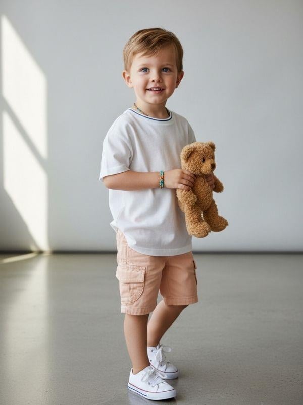 Erkek Çocuk Dokuma Gabardin Kargo Cepli Şort