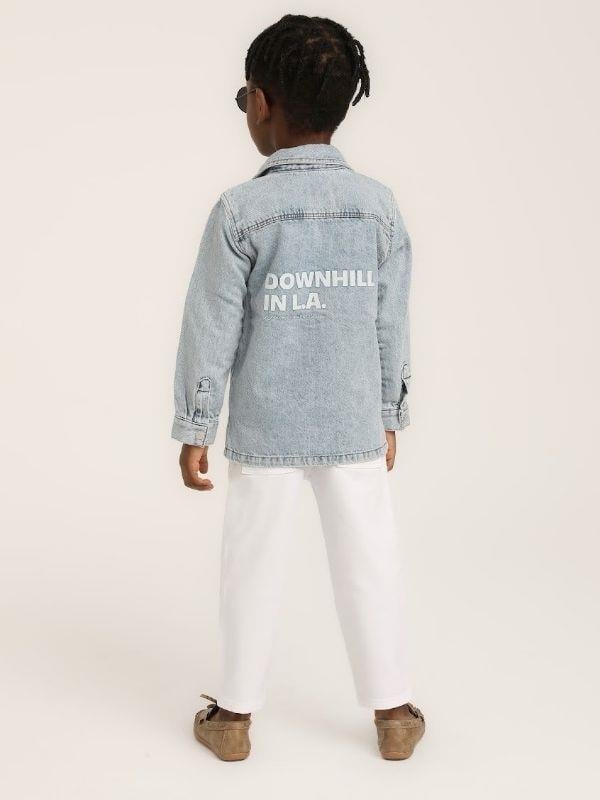 Erkek Çocuk Downhill Yazılı Kot Ceket