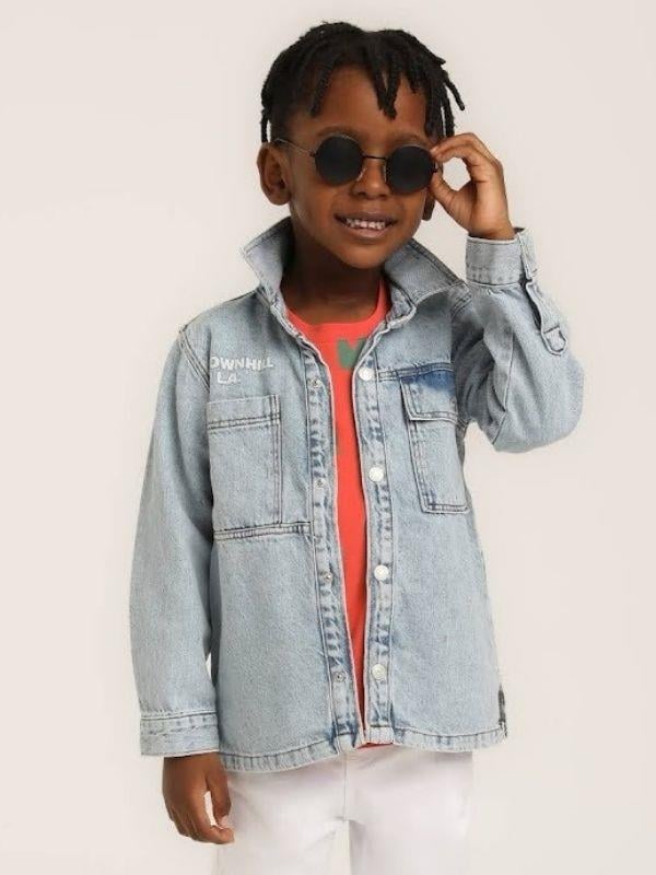 Erkek Çocuk Downhill Yazılı Kot Ceket