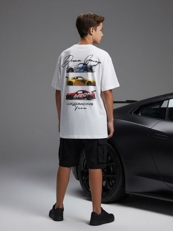 Erkek Çocuk Dream Garage Baskılı Tasarım Oversize T-Shirt