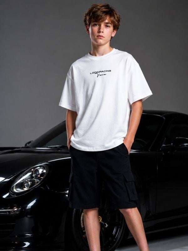 Erkek Çocuk Dream Garage Baskılı Tasarım Oversize T-Shirt