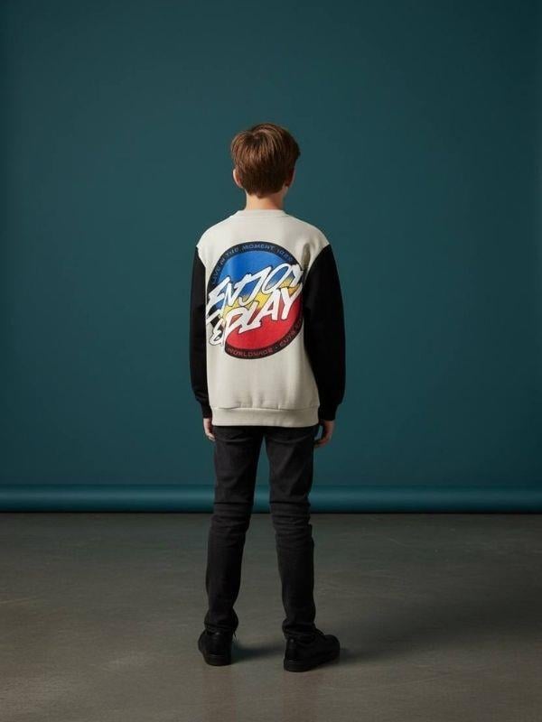 Erkek Çocuk Enjoy Play Yazılı Şardonlu Kolej Hırkası