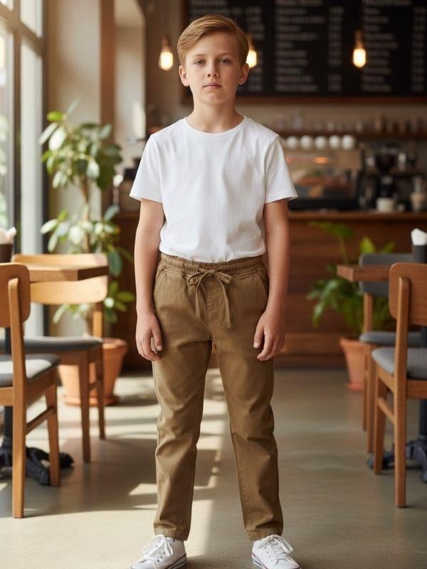 Erkek Çocuk Esnek Kumaş Beli Lastikli Pantolon