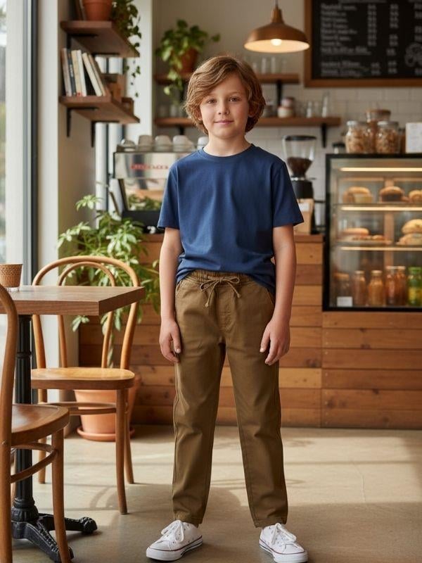 Erkek Çocuk Esnek Kumaş Beli Lastikli Pantolon