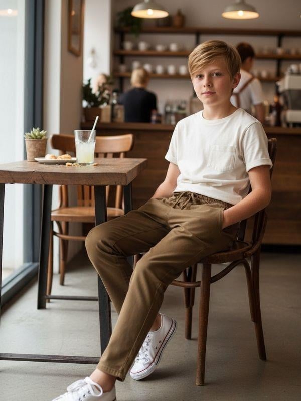 Erkek Çocuk Esnek Kumaş Beli Lastikli Pantolon