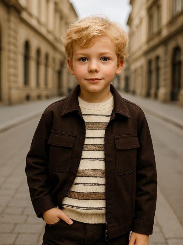 Erkek Çocuk Fermuarlı Cep Detaylı Tasarım Ceket