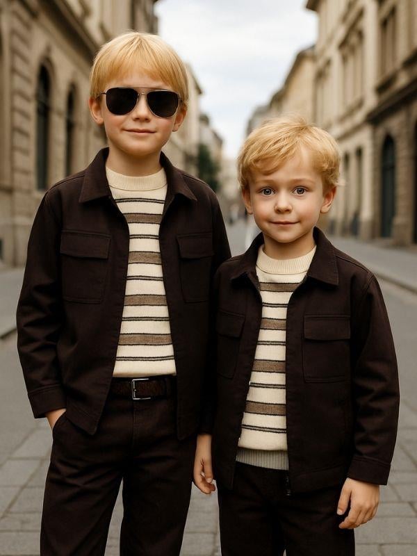 Erkek Çocuk Fermuarlı Cep Detaylı Tasarım Ceket