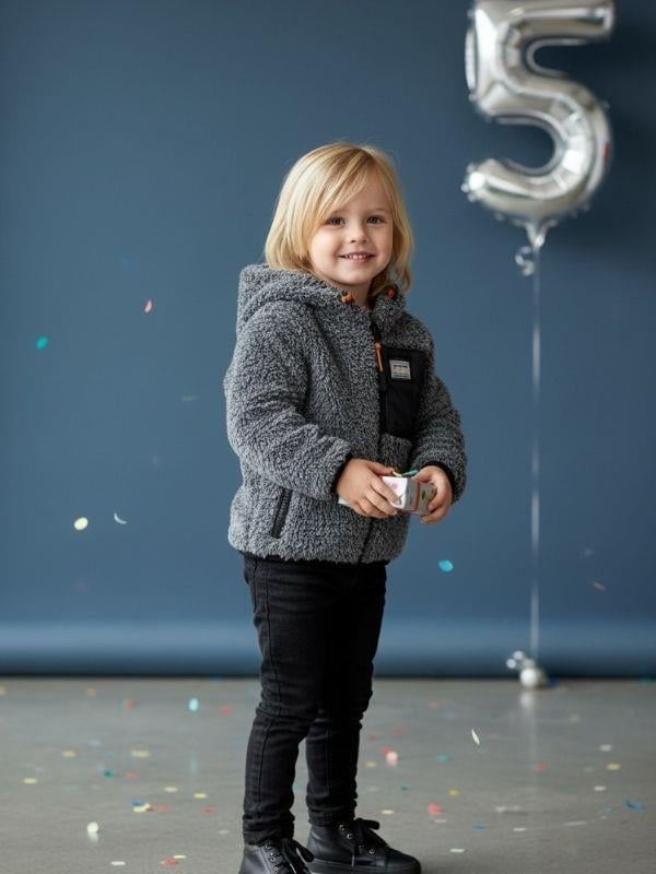 Erkek Çocuk Fermuarlı Peluş Mont