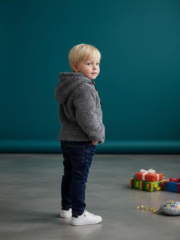 Erkek Çocuk Fermuarlı Peluş Mont