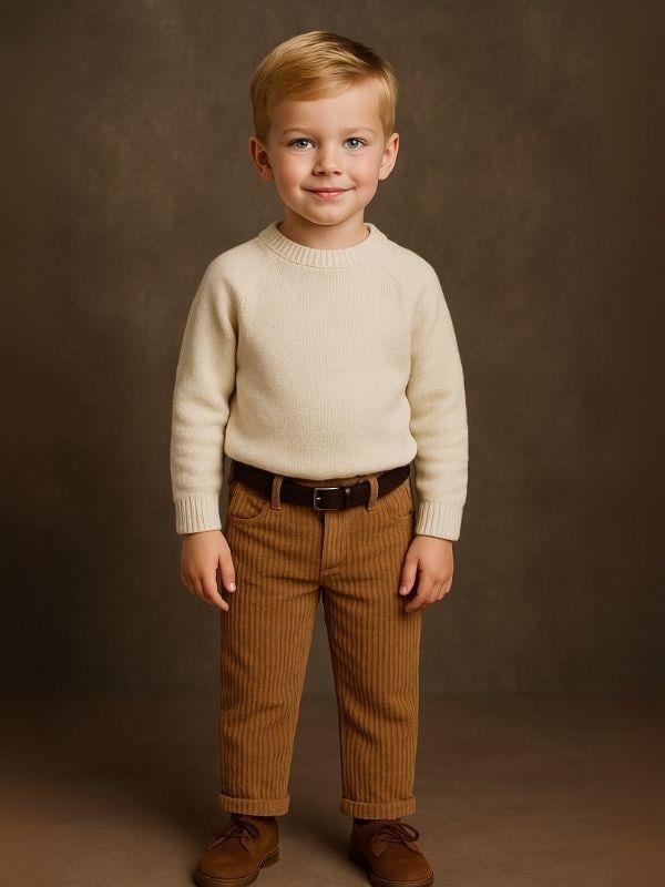 Erkek Çocuk Fitilli Kadife Kemerli Pantolon