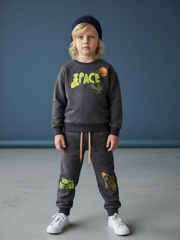 Erkek Çocuk Gezegen Baskılı Eşofman Takım