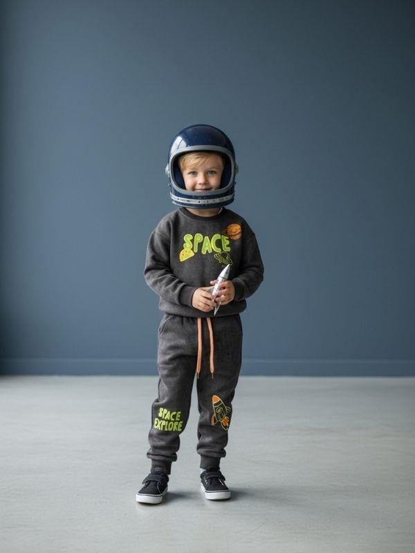 Erkek Çocuk Gezegen Baskılı Eşofman Takım