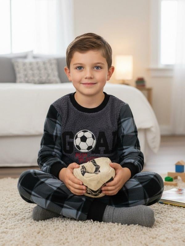 Erkek Çocuk Goal Baskılı Polar Pijama Takımı
