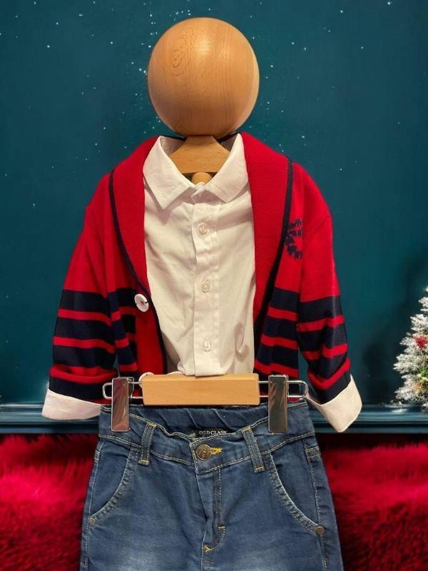 Erkek Çocuk Gömlek Hırkalı Jean Şık Takım