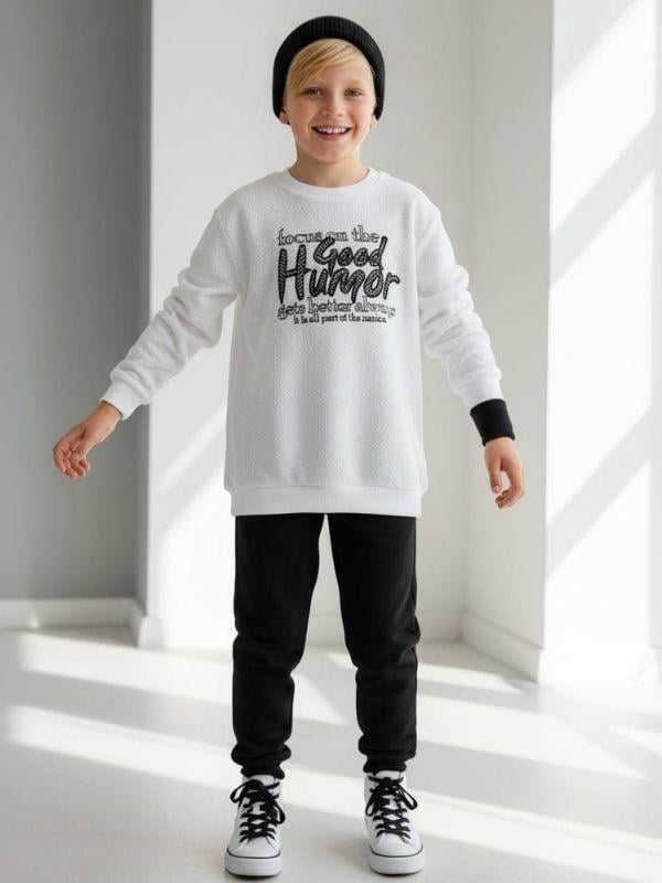 Erkek Çocuk Good Humor Yazılı Uzun Kollu İnce Triko T-shirt