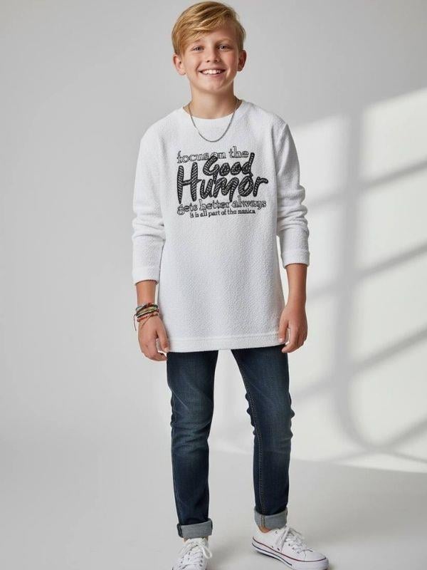 Erkek Çocuk Good Humor Yazılı Uzun Kollu İnce Triko T-shirt