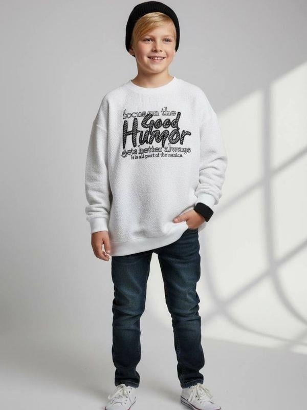 Erkek Çocuk Good Humor Yazılı Uzun Kollu İnce Triko T-shirt