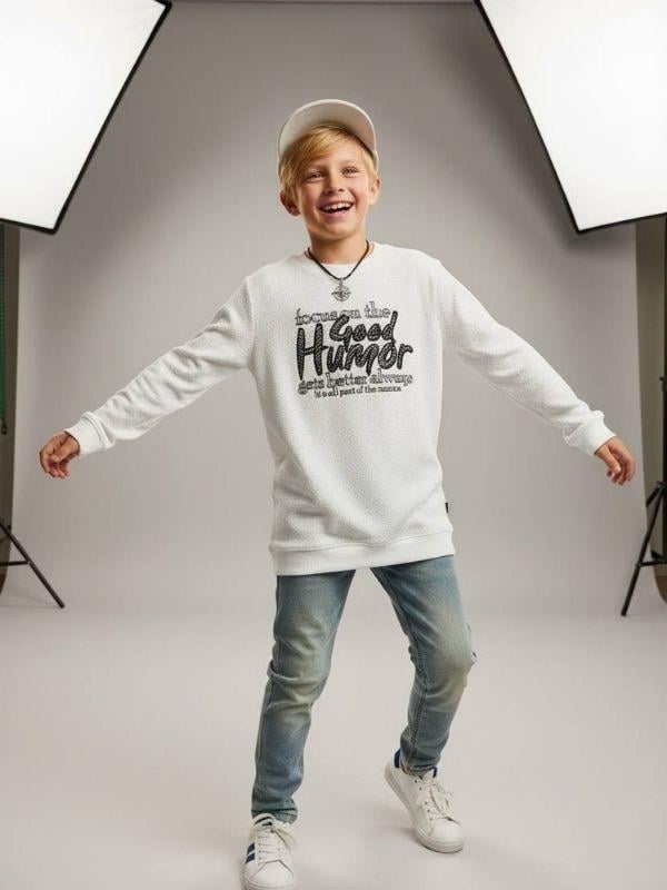 Erkek Çocuk Good Humor Yazılı Uzun Kollu İnce Triko T-shirt