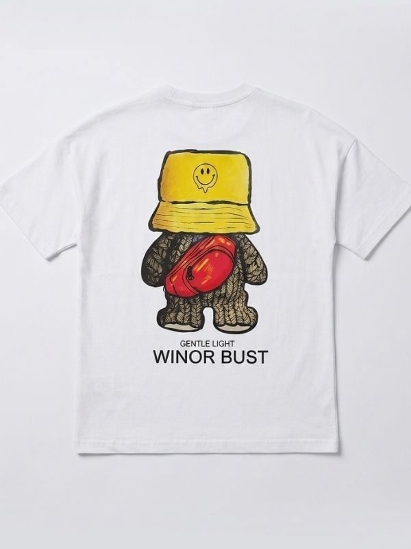 Erkek Çocuk Gülen Yüz ve Ayıcık Baskılı T-shirt