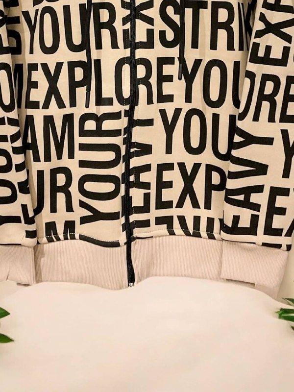 Erkek Çocuk Harf Baskılı Şardonlu Kapüşonlu Hırka