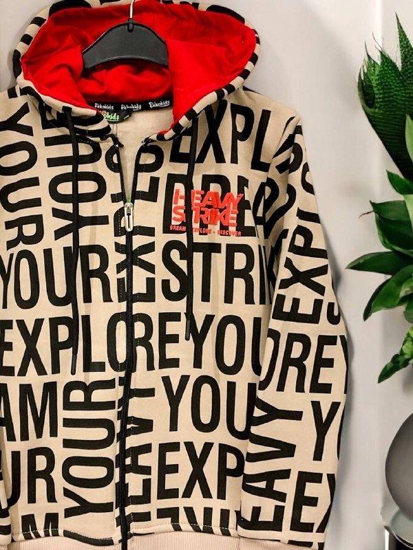 Erkek Çocuk Harf Baskılı Şardonlu Kapüşonlu Hırka