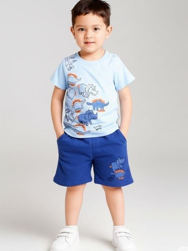 Erkek Çocuk Hayvan Baskılı Şortlu Takım