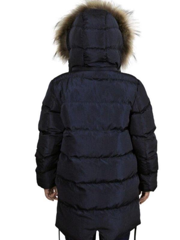 Erkek Çocuk İç Cepli Tüylü Kapüşonlu Çift Cepli Mont